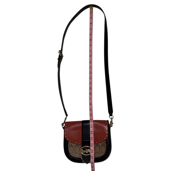 Coach Georgie Saddle Bag Terracotta Colorblock Signature Canvas Rivets Crossbody - Picture 9 of 16